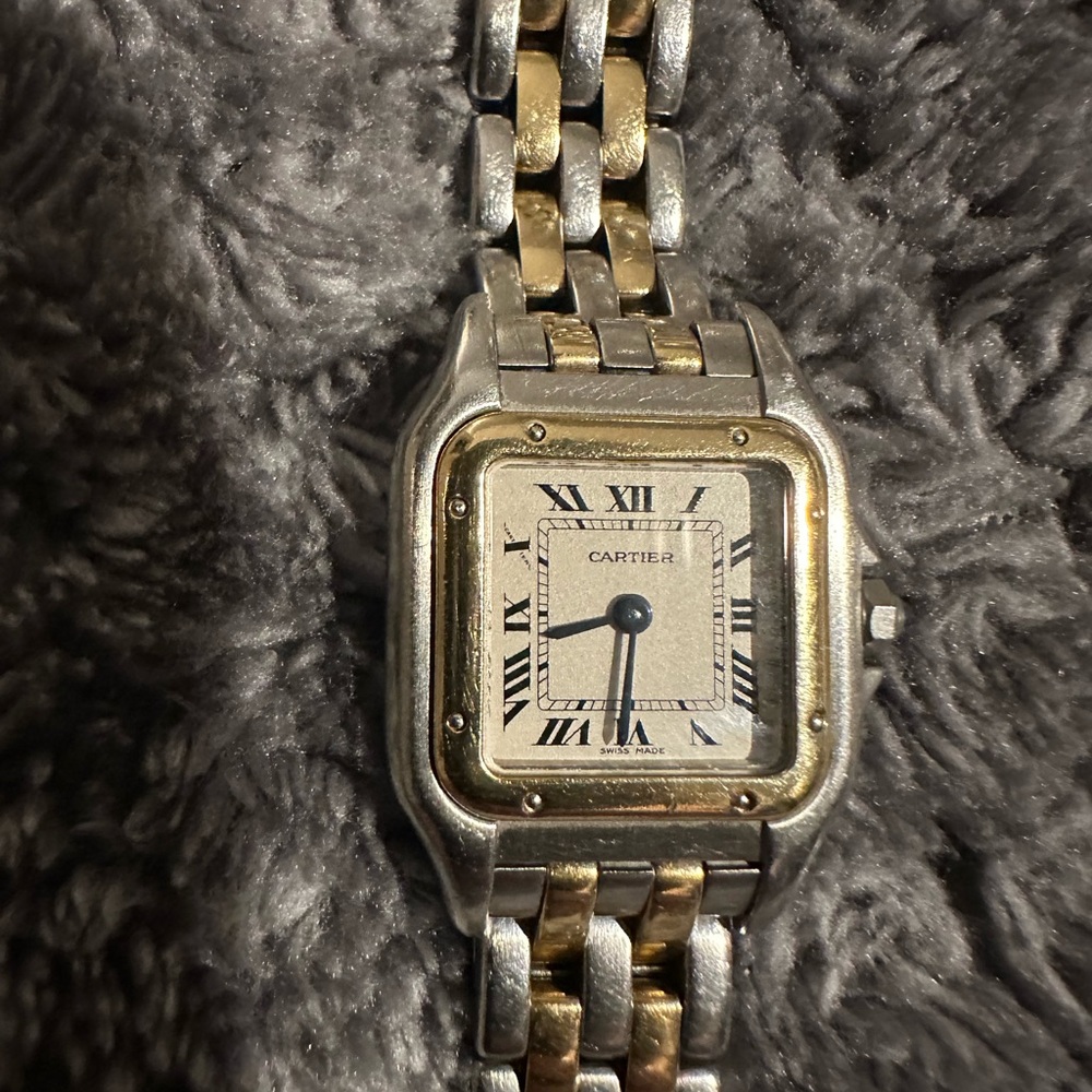 Cartier Panthere women watch. Gold 18k and silver and sapphire button. - Picture 2 of 5